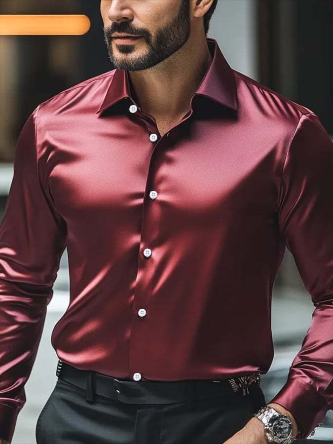 Men's Fashion Business Luxury Design Printed Long Sleeve Shirt