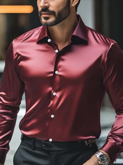 Men's Fashion Business Luxury Design Printed Long Sleeve Shirt