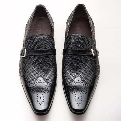 Fashion Carved Buckle Design Business Men'S Leather Shoes
