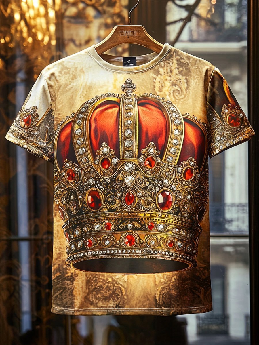 Men's Business Luxury Printed 100% Cotton Short Sleeve T-Shirt