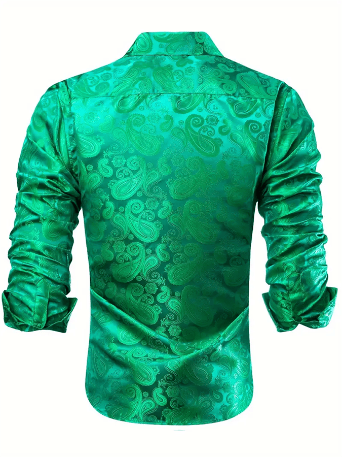 Men's Silk Business Luxury Design Printed Long Sleeve Shirt