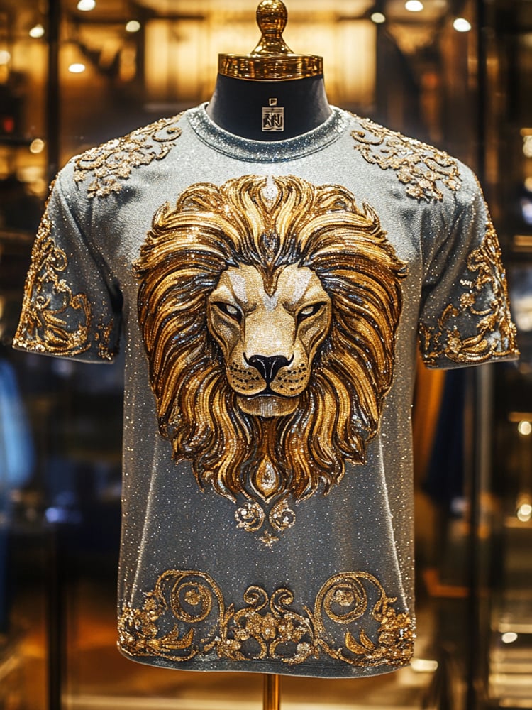 Men's Business Tiger Print Short Sleeve T-Shirt