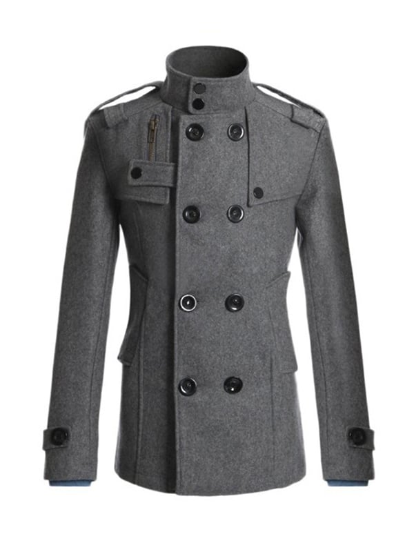 Men's Retro Fashion Pocket Lapel Long Coat
