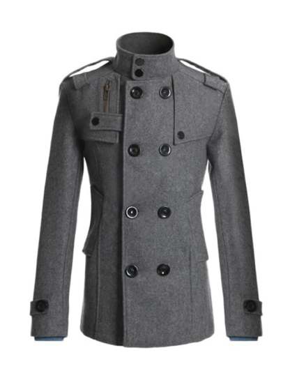 Men's Retro Fashion Pocket Lapel Long Coat