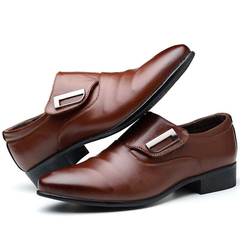 Men's Business Formal Casual Pointed Toe Loafers Faux Leather Shoes