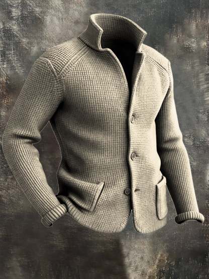 Men's Retro Warm Stand Collar Knitted Cardigan Jacket