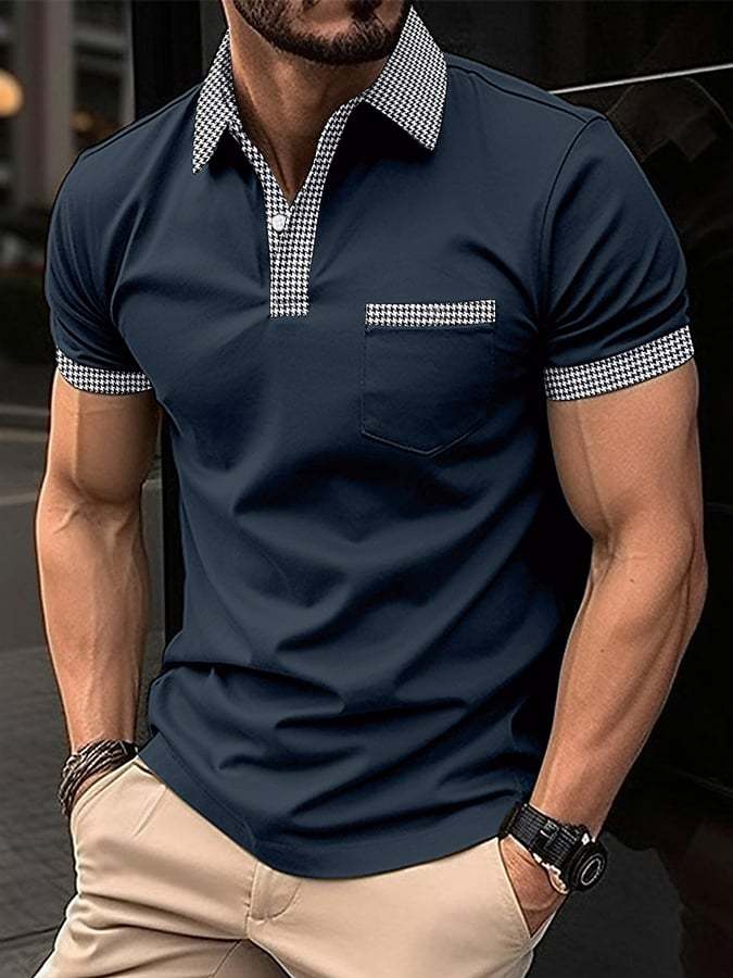 Printed Lapel Pullover Casual Polo Shirt