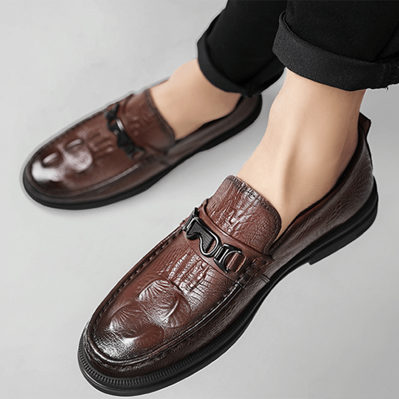 Men's Business Casual Lace-up Pointed Toe Faux Leather Shoes