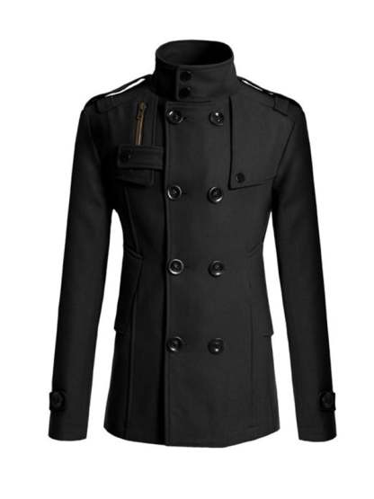 Men's Retro Fashion Pocket Lapel Long Coat