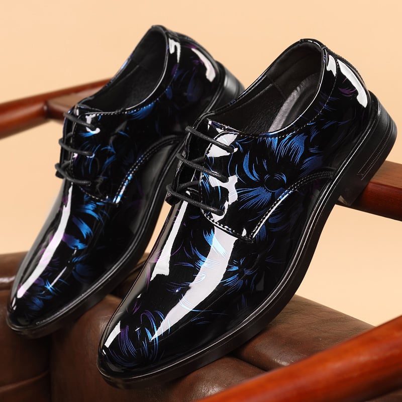 Men's Versatile Toe Toe Glossy Business Casual Leather Shoes