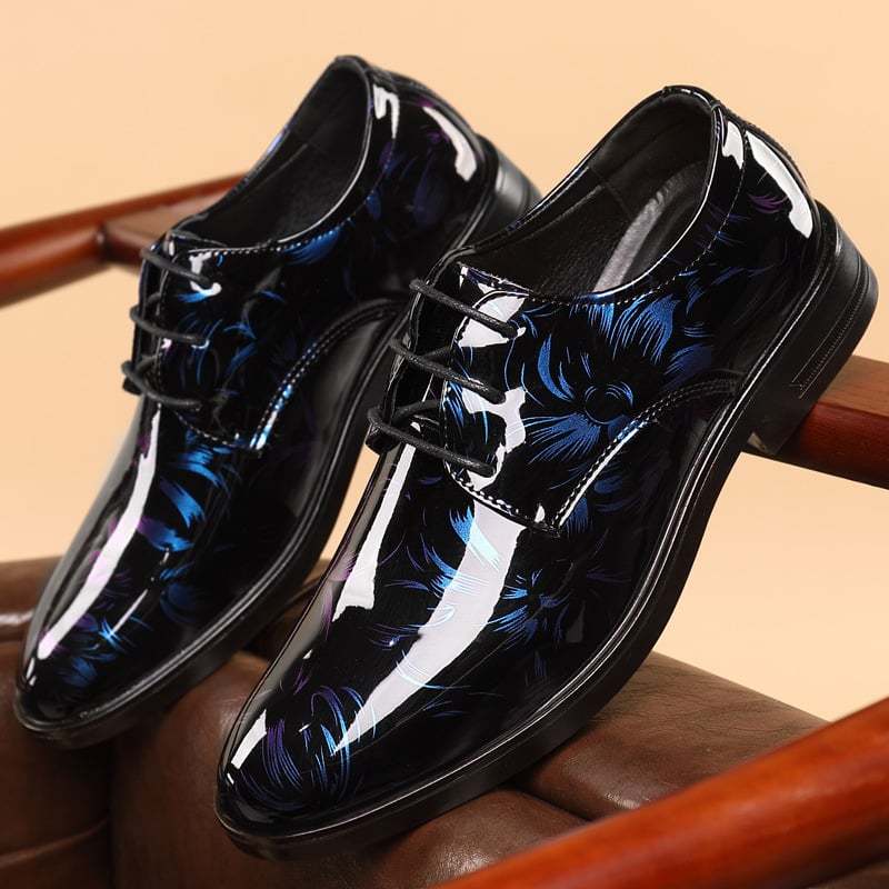 Men's Versatile Toe Toe Glossy Business Casual Leather Shoes