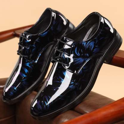 Men's Versatile Toe Toe Glossy Business Casual Leather Shoes