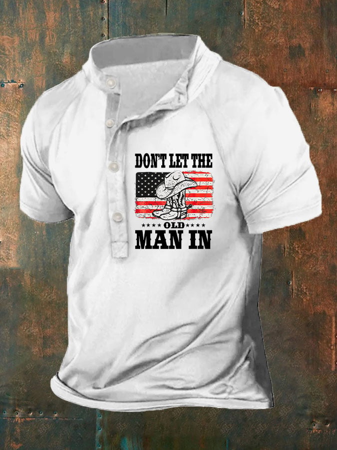 Men's Don't Let The Old Man In Country Music American Flag Print Polo