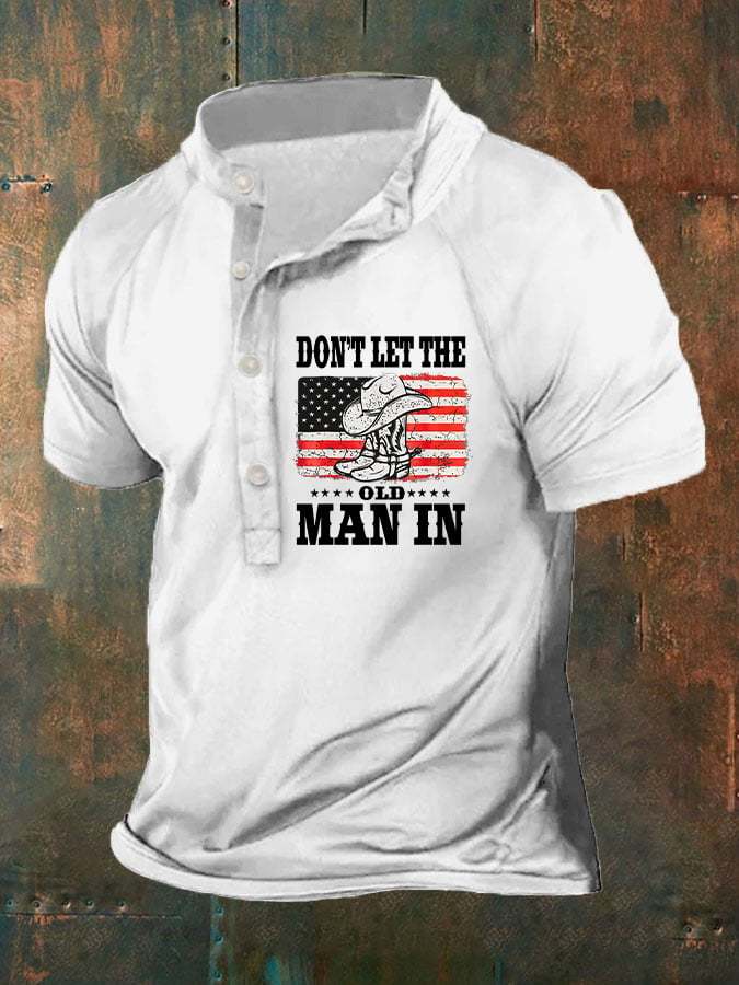 Men's Don't Let The Old Man In Country Music American Flag Print Polo