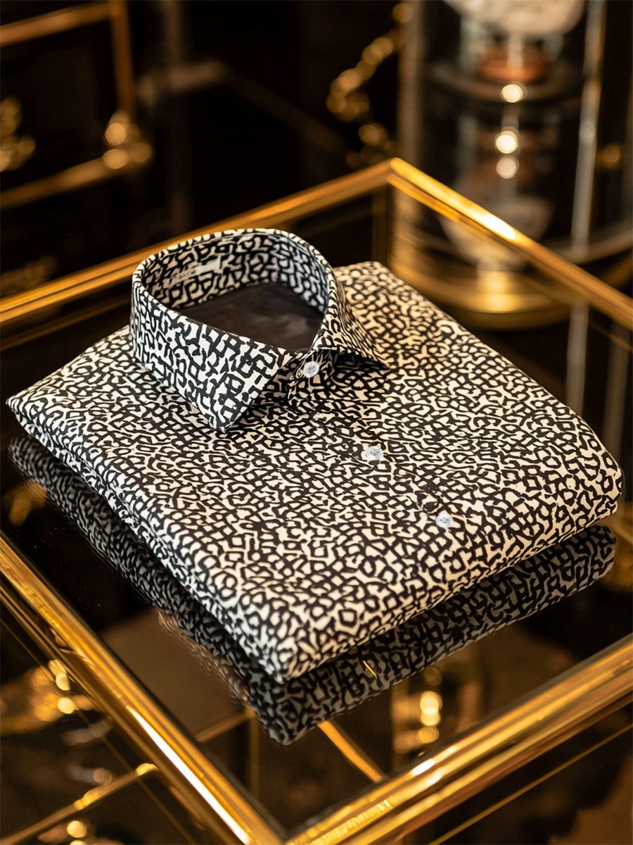 Men's Holiday Casual Cross Print Long Sleeve Shirt