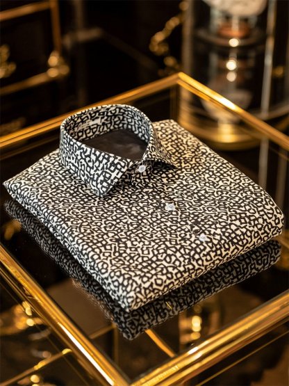 Men's Holiday Casual Cross Print Long Sleeve Shirt