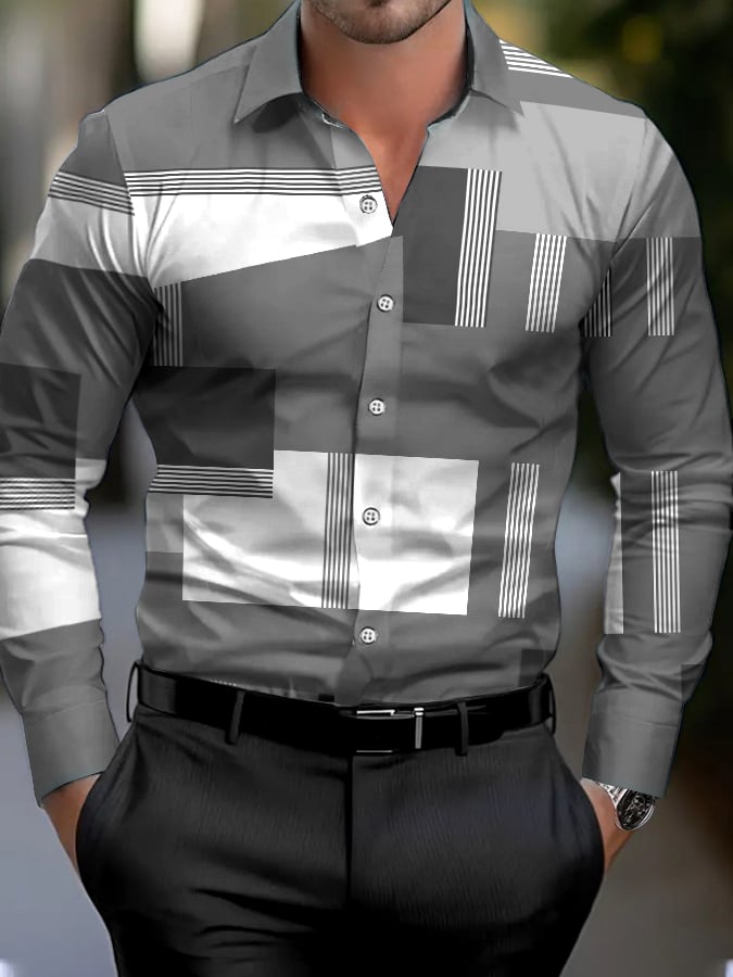 Men's Geometric Print Business Shirt