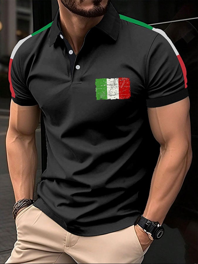 Men's "Italy" Print Polo Shirt
