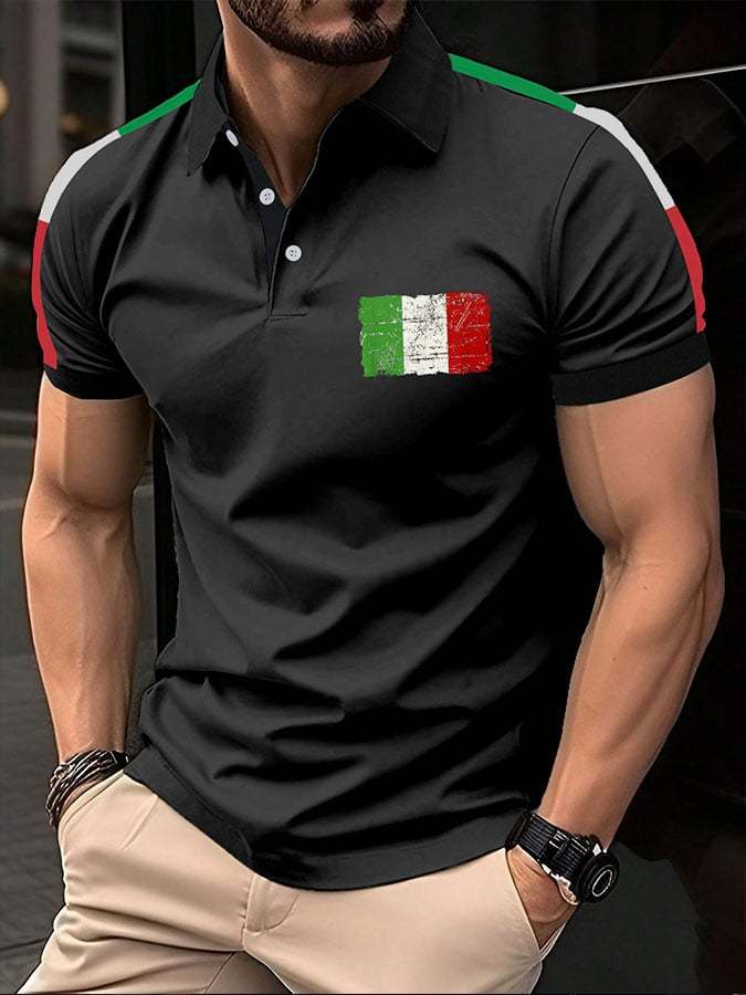 Men's "Italy" Print Polo Shirt