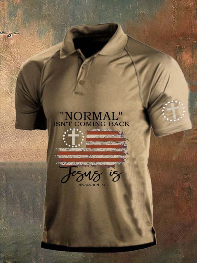 Men's Retro Faith "Normal Isnt Coming Back" Color Block Polo Shirt