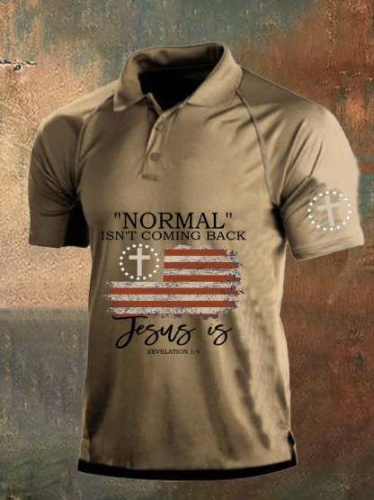 Men's Retro Faith "Normal Isnt Coming Back" Color Block Polo Shirt