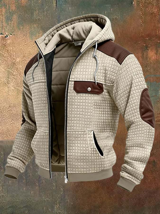 Men's Vintage Suede and Leather Multi-Pocket Outdoor Jacket