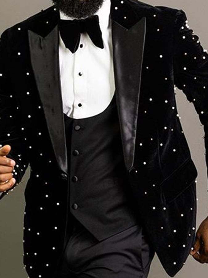 Men's Stylish Polka Dot Printed One-Button Slim-Fit Blazer