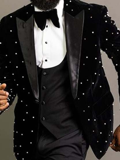 Men's Stylish Polka Dot Printed One-Button Slim-Fit Blazer