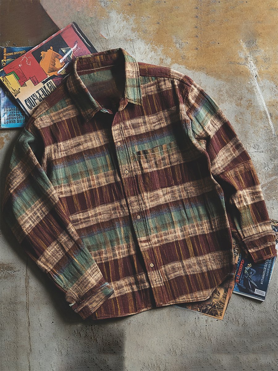 Men's Casual Striped Long Sleeve Shirt Jacket