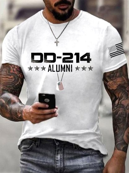 Men's Vintage DD-214 Alumni Veteran Print Casual T-Shirt
