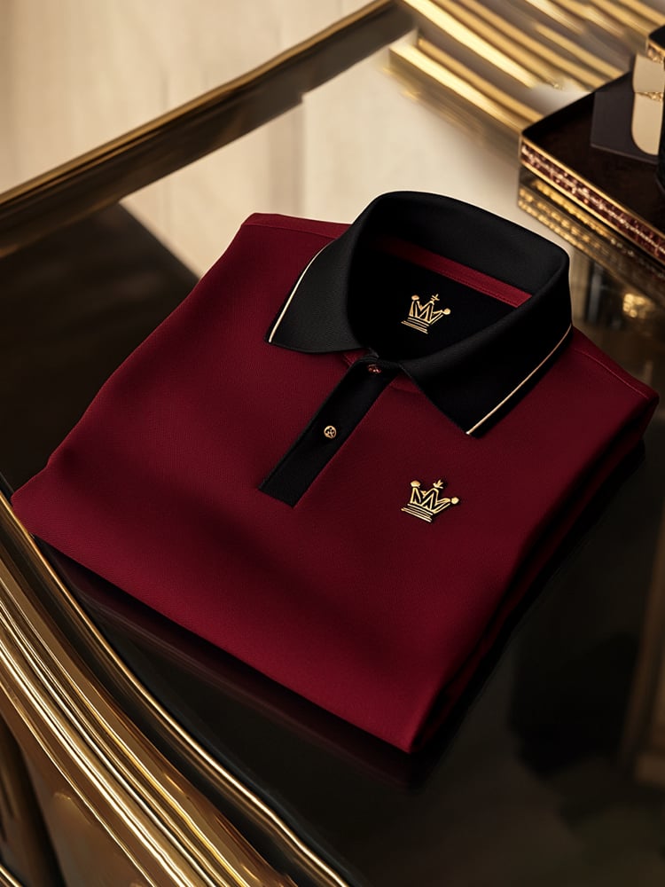 Men's Business Casual Logo Button Short Sleeve Polo Shirt