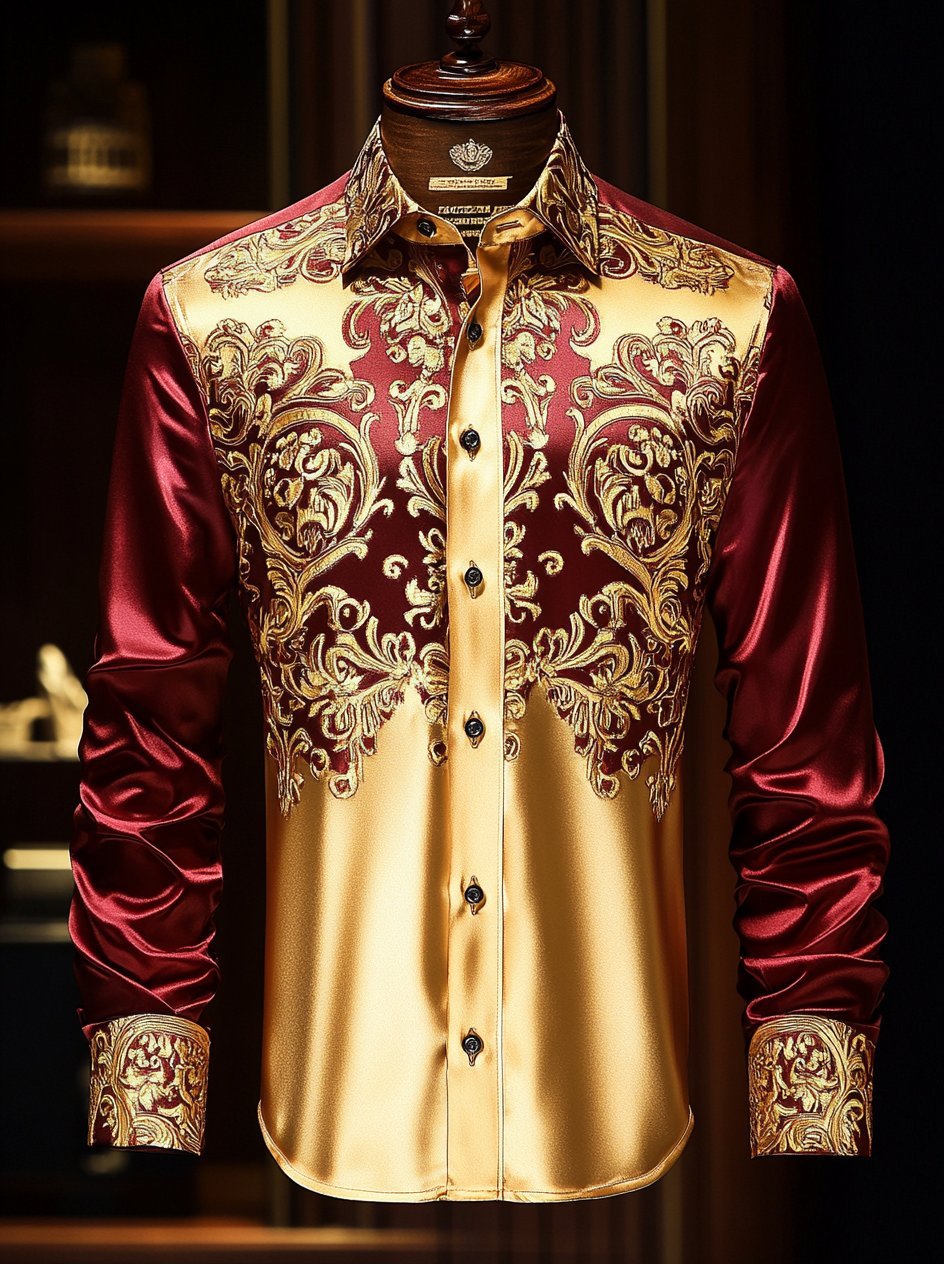 Men's Luxury Long-sleeved Shirt with Beast Print