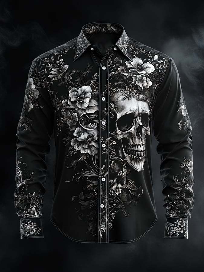 Men's Vintage Art Skull Shirt