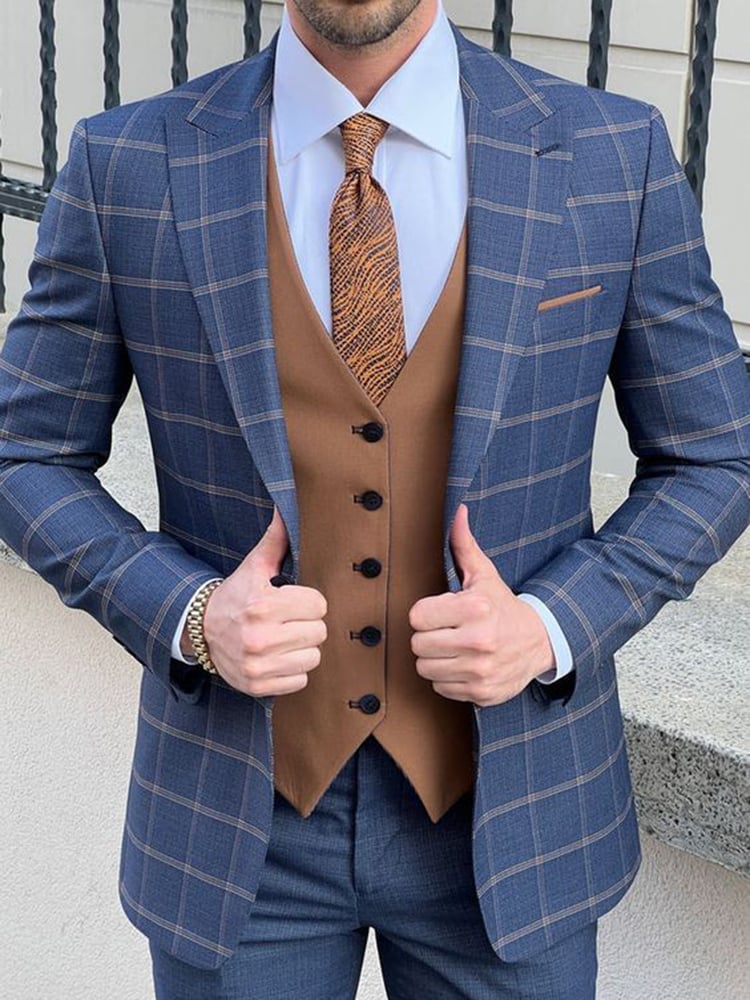 ManMen's Luxury Business Plaid Blazers