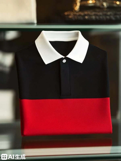 Men's Classic Business Logo Button Short Sleeve Polo Shirt