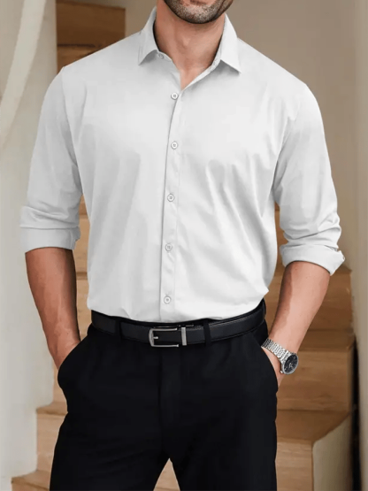 Men's Solid Color Design Business Casual Shirt