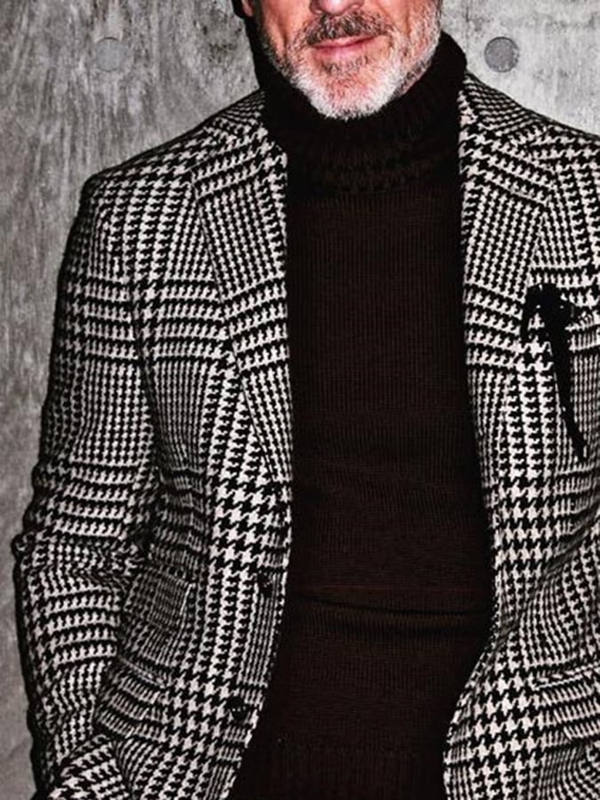 Men's Business Casual Slim Houndstooth Blazer