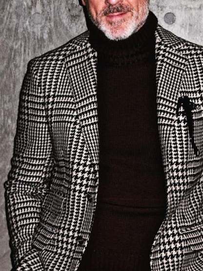 Men's Business Casual Slim Houndstooth Blazer
