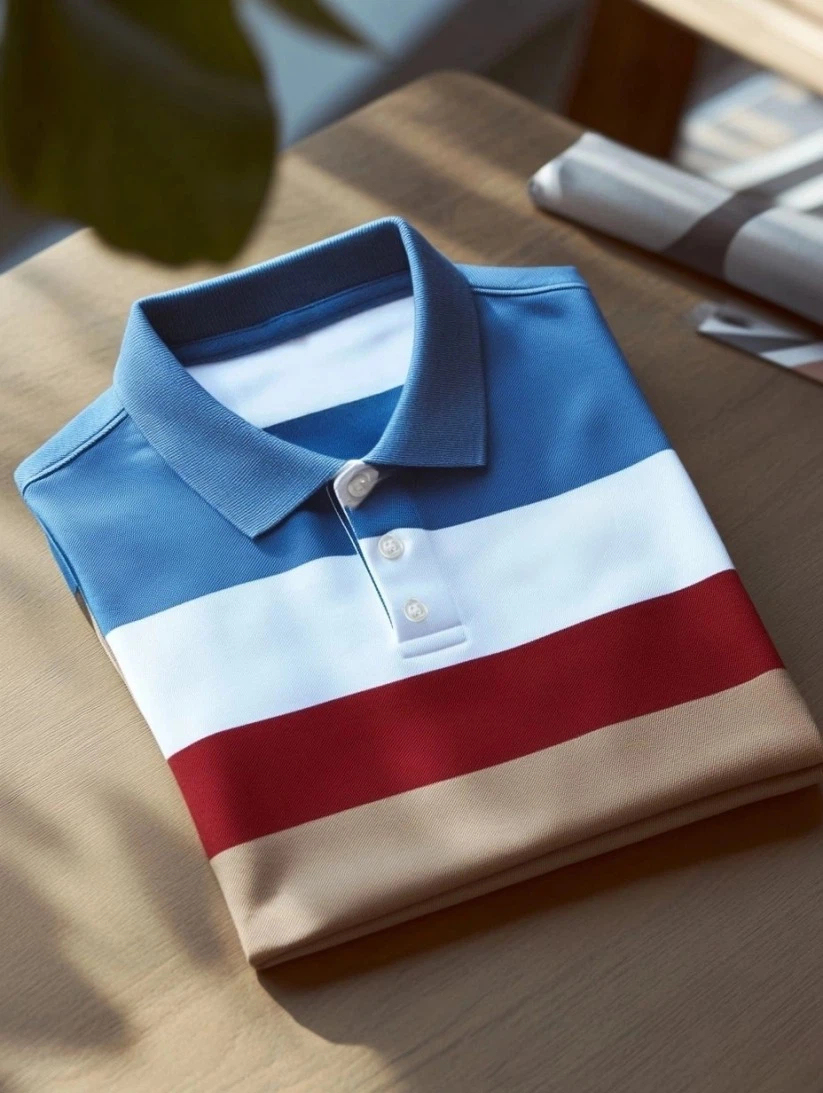 Men's Business Casual Fish Embroidered Button Short Sleeve Polo Shirt