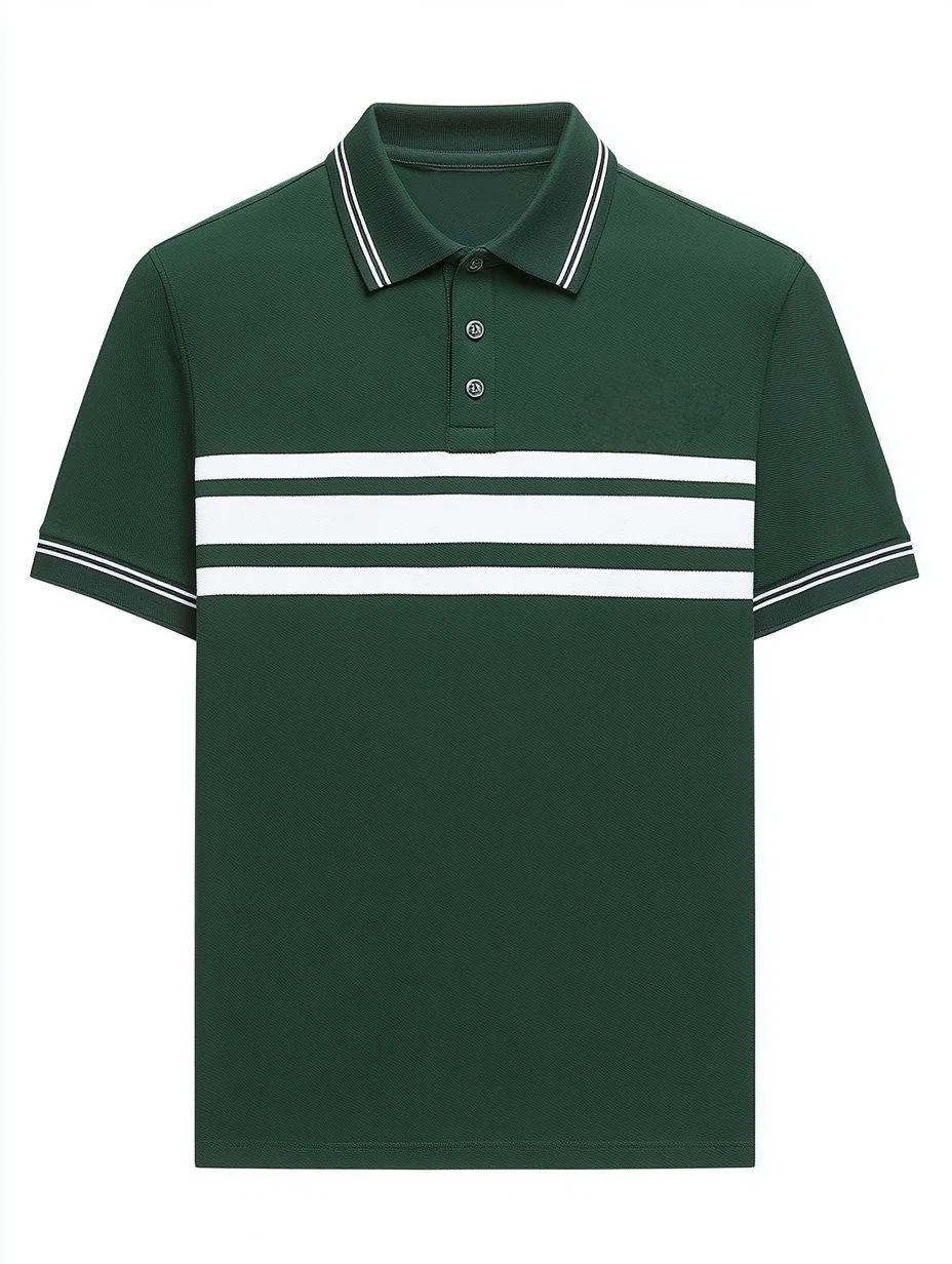 Men's Business Casual Fish Embroidered Button Short Sleeve Polo Shirt