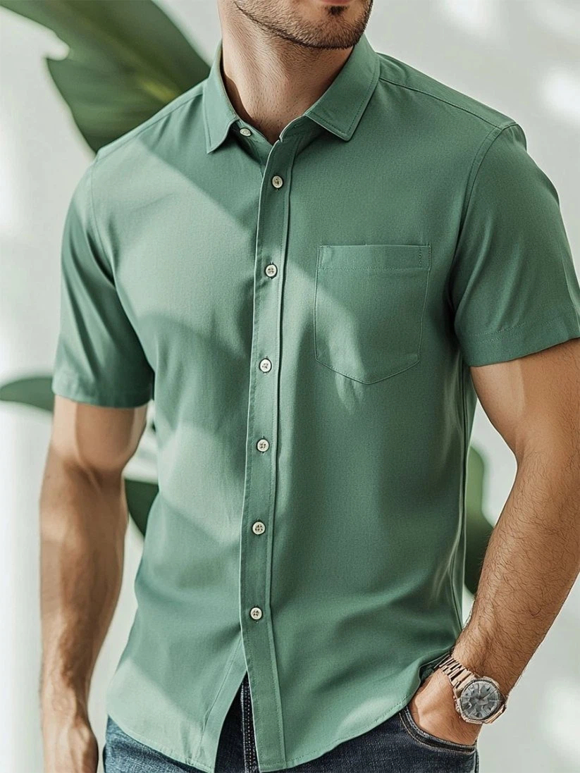 Men's Business Casual Short Sleeve Shirt