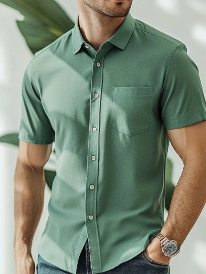 Men's Business Casual Short Sleeve Shirt