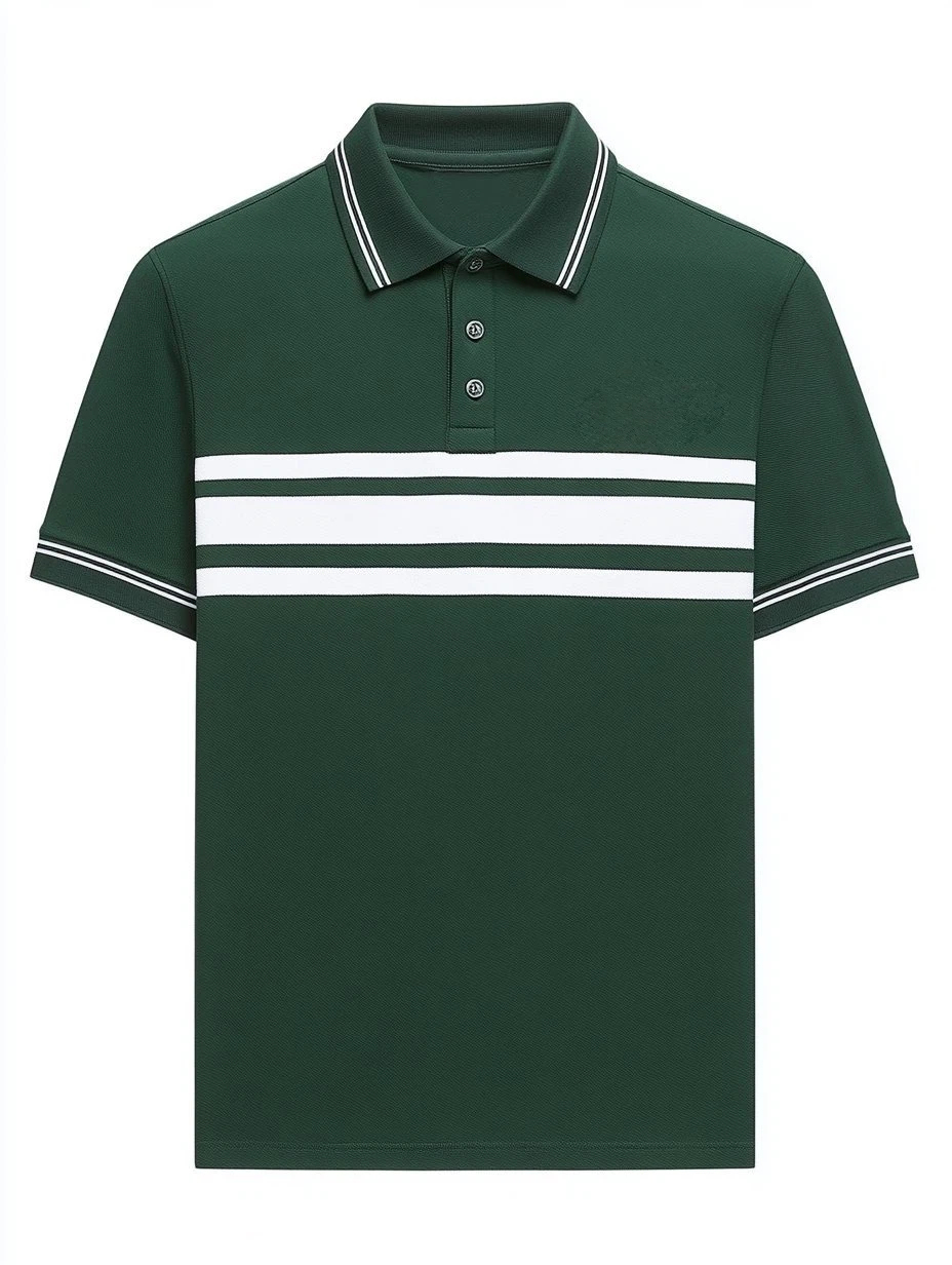 Men's Business Casual Fish Embroidered Button Short Sleeve Polo Shirt