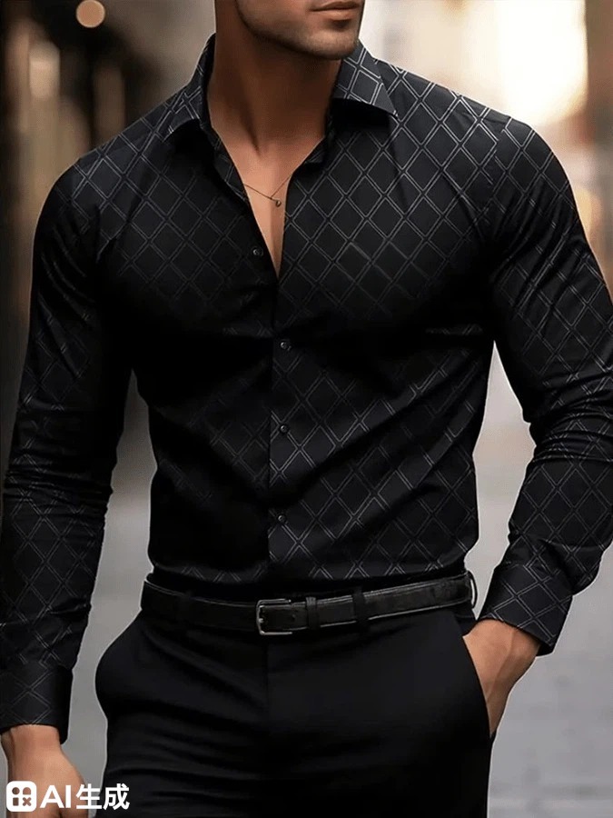 Men's Retro Business Design Printed Casual Shirt