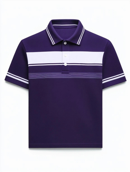 Men's Business Casual Fish Embroidered Button Short Sleeve Polo Shirt