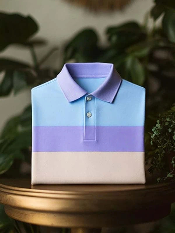Men's Classic Business Logo Button Short Sleeve Polo Shirt
