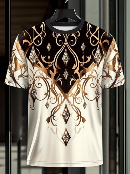 Men's Business Luxury Printed 100% Cotton Short Sleeve T-Shirt