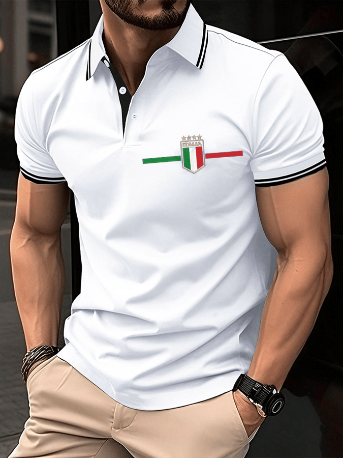 Men's "Italy" printed polo shirt