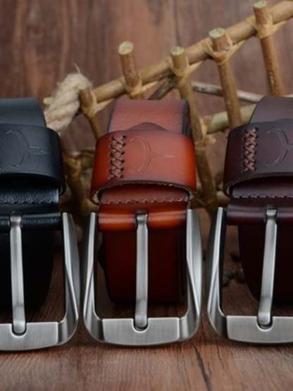 Business Casual Cowhide Fashion Men's Pin Buckle Belt