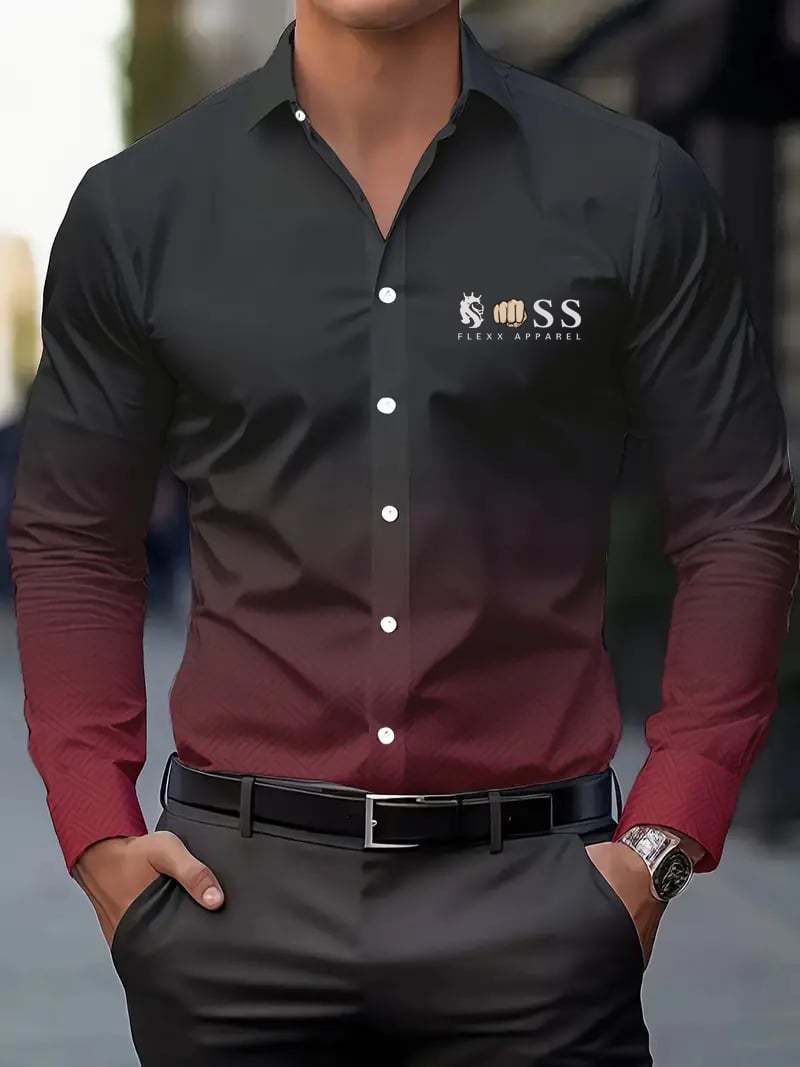 Men's Business Striped Lapel Shirt